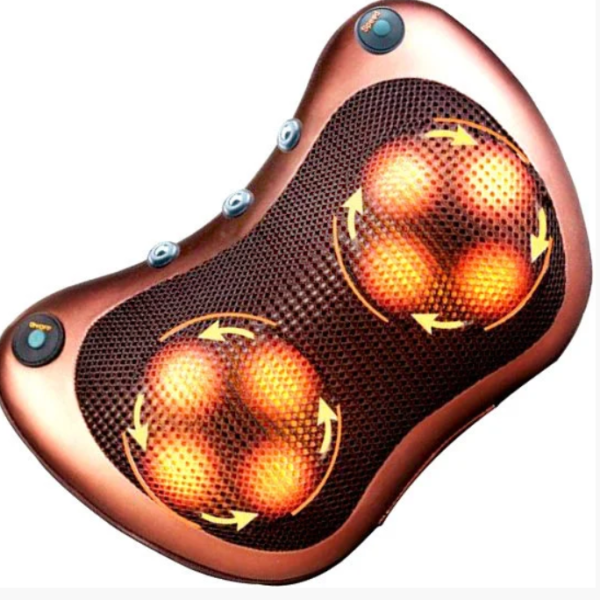 Массажная подушка MASSAGE PILLOW QY-8028 инфракрасный роликовий массажер для шеи и спины 8 массажных ролика