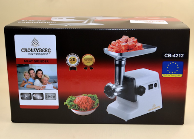 2585745606_elektricheskaya-myasorubka-s Электрическая мясорубка с Соковыжималкой Crownberg CB-4212 2500 Вт - Зображення 1