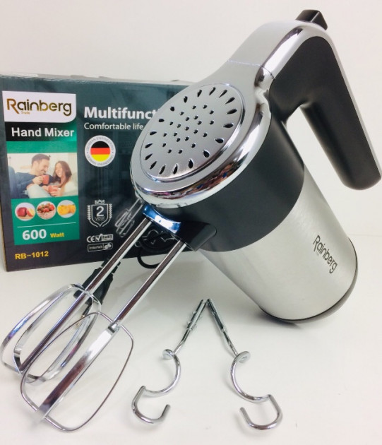 Миксер ручной 5 скоростей 600 Вт Rainberg RB-1012 Миксер ручной 5 скоростей 600 Вт Rainberg RB-1012