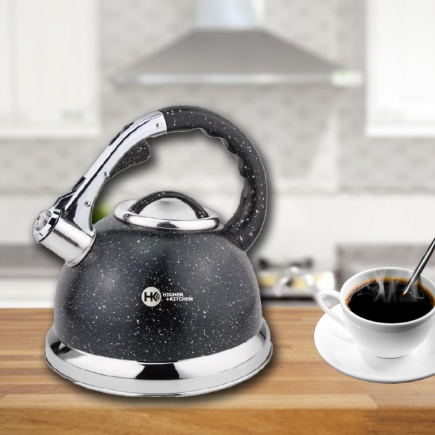 3235530310_chajnik-so-svistkom Чайник со свистком гранитный HIGHER+KITCHEN ZP-021 3.5 л - Зображення 1
