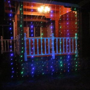 Гирлянда Водопад штора прозрачный провод 2х2м 320LED Мультиколор(сине-зелено-красный) — фото 2