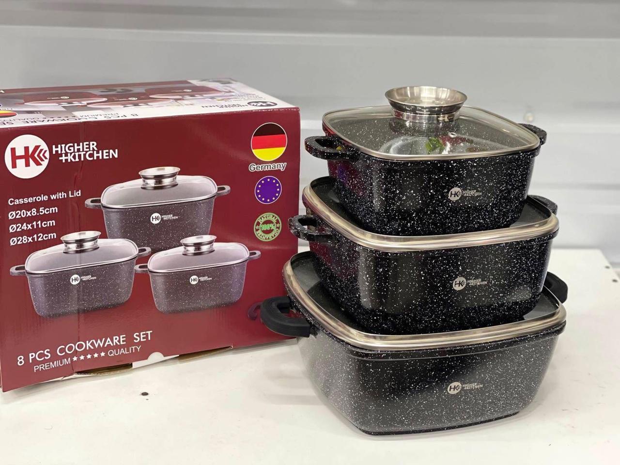 Набір кастрюль Higher Kitchen HK-302 з гранитним антипригарним покриттям Набір кастрюль Higher Kitchen HK-302 з гранитним антипригарним покриттям