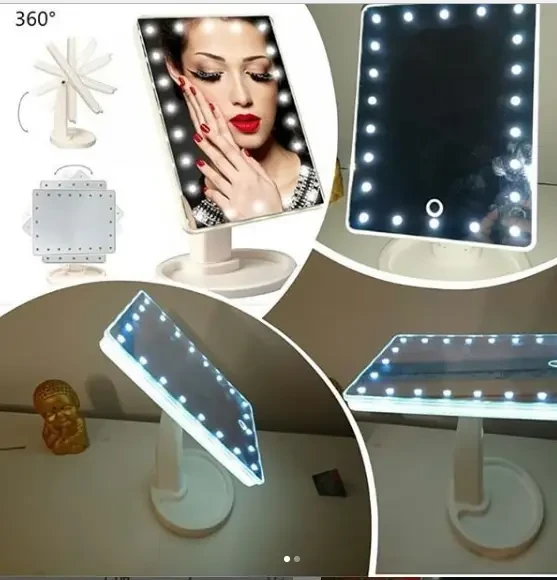 УЦЕНКА! Зеркало настольное с подсветкой LED - бренд Large Led Mirror (Плохая упаковка, повреждение на зеркале 3225)