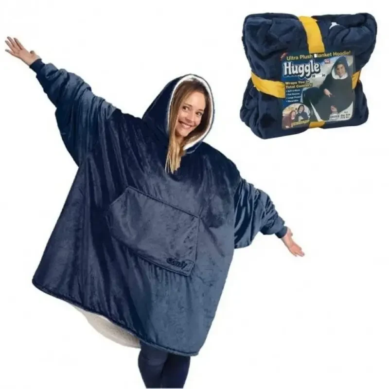 3956552502_tolstovka-pled-s Толстовка плед с капюшоном Huggle Hoodie Синий - Зображення 1