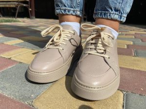 Женские кроссовки Garti,натуральная кожа, бежевые — фото 2