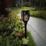 Водонепроницаемый фонарь 52 см с эффектом пламени Solar flame led light sensor activated — фото 6