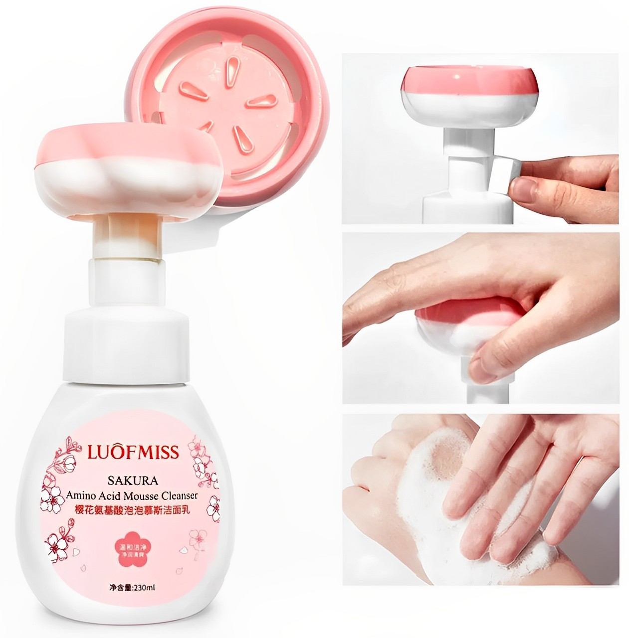 Morgit Dziuban Очищающий мусс-пенка для умывания с аминокислотами LUOFMISS Sakura Amino Acid Mousse Cleanser - Зображення 1
