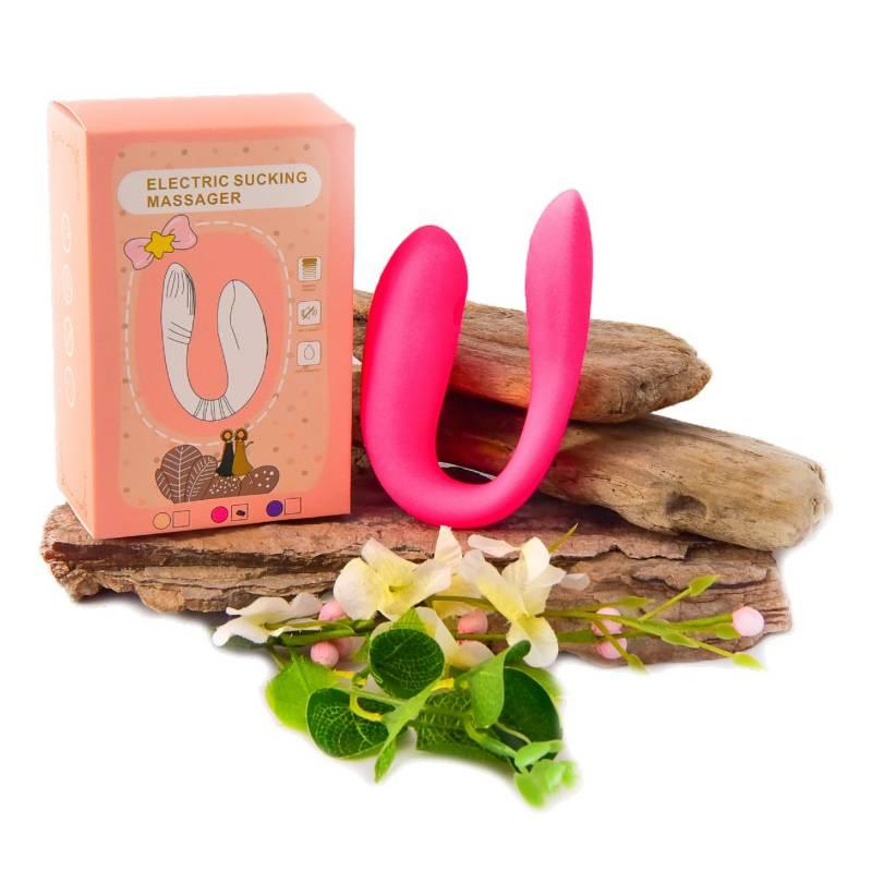4397170559_vibrator-electric-sucking Вибратор electric sucking massager регулируемый двойной розовый с пультом ДУ - Зображення 1