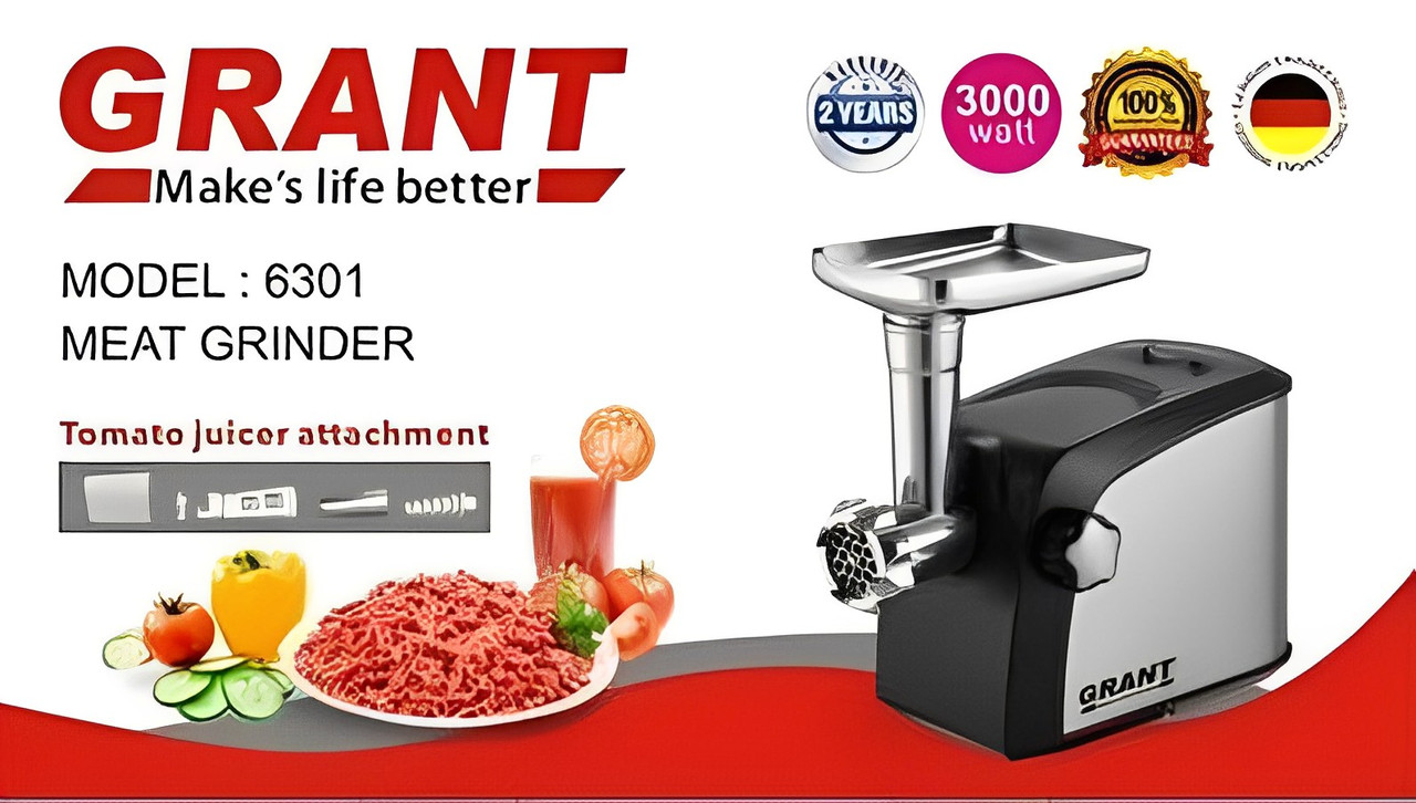 4430997504_elektro-myasorubka-grant-6301 Электро-мясорубка GRANT 6301 3000W металлический корпус соковыжималка - Зображення 1