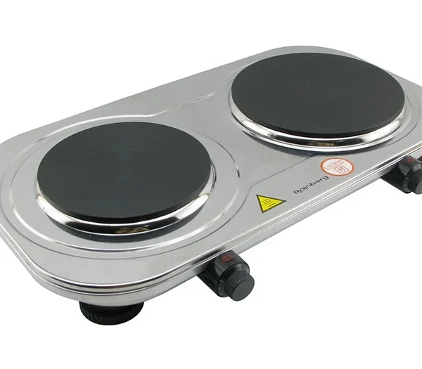 Плита электрическая Rainberg RB-007 настольная двухкомфорочная 3500 Вт + 5 режимов работы Серая