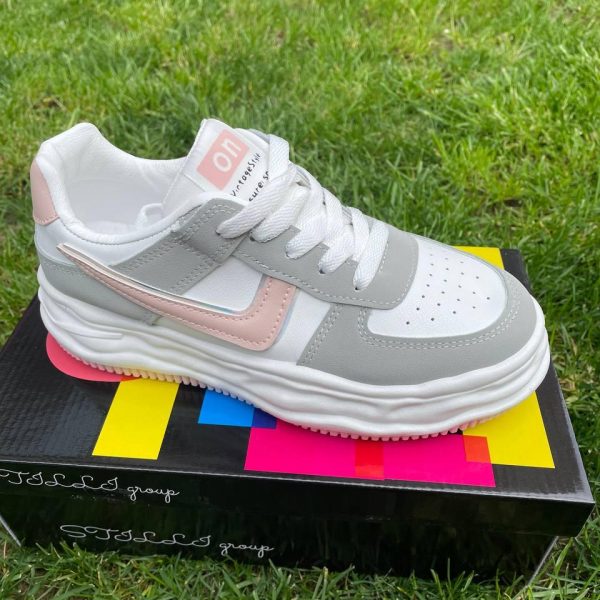 Женские кроссовки Ailaifa8823-grey Бело-серые