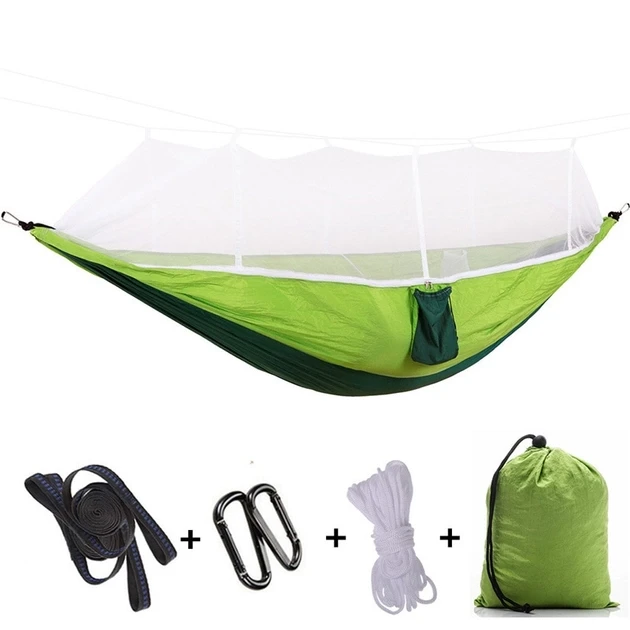 4569238119_turisticheskij-gamak-s Туристический гамак с москитной сеткой UKC Hammock Net зеленый до 200 кг. - Зображення 1
