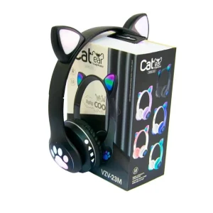 Беспроводные детские Bluetooth наушники с ушками и подсветкой Cat-23M Черный — фото 2