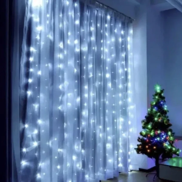 Гирлянда штора светодиодная комнатная 200 LED 3×2 м USB БІЛИЙ