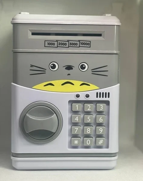 Копилка сейф детская интерактивная игрушка Кот Серый с кодовым замком Cartoon CAT