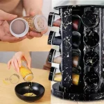 Органайзер для специй, набор емкостей баночек Marble BLACK 16 штук — фото 4