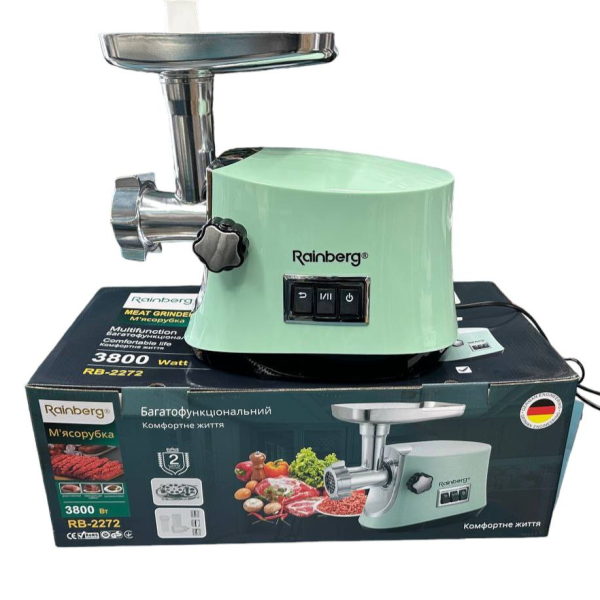 Мясорубка электрическая Rainberg 3800W с насадками и реверсом RB-2272
