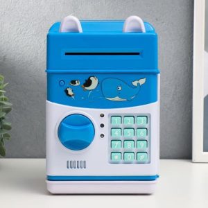 Копилка пластик для монет и купюр “Сейф – Кит” кодовый замок, звук 3АА 20,5х13х12 см