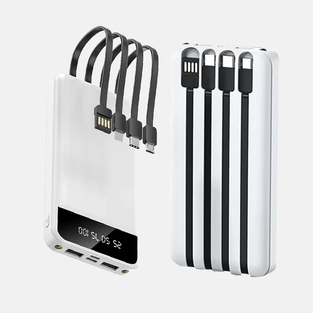 5926873257_poverbank-kt-t51x Повербанк KT T51X 50000mAh с 4 кабелями и 2 USB-портми Белый - Зображення 1