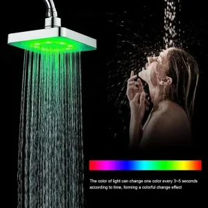 Лейка насадка для душа с LED подсветкой RGB светодиодная, квадратная 150 мм LED Shower head AND XL-902 — фото 2