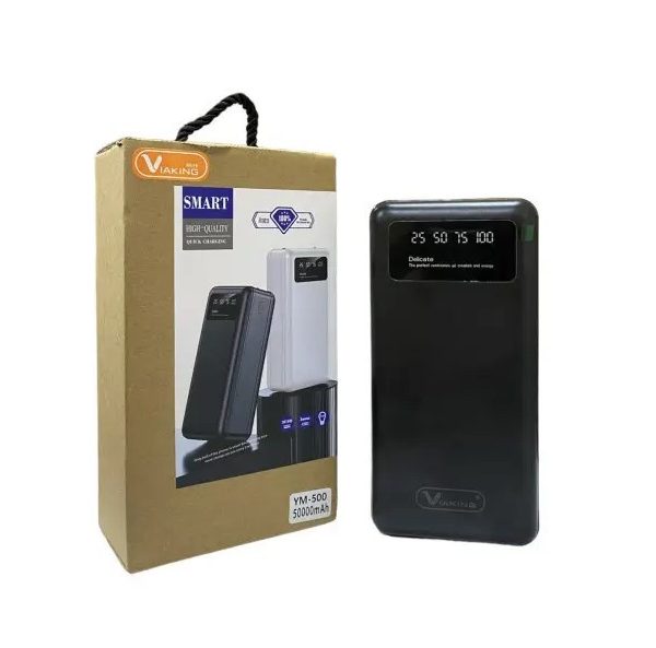 Повербанк power bank Viaking 50000 mAh YM-500 Фонарь 4 USB порта, дисплей, Powerbank Черный