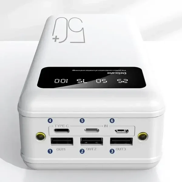 Повербанк power bank Viaking 50000 mAh YM-500  3 USB Type-C  с фонариком Белый