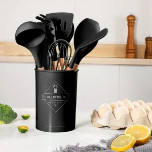 Набор принадлежностей для кухни 12 предметов Kitchen Set, RD-1204 Кухонный набор в стакане Черный — фото 2