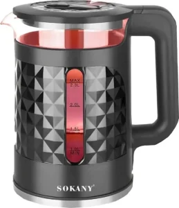 Электрический чайник Sokany SK-1028 с подсветкой, белый и черный — фото 2