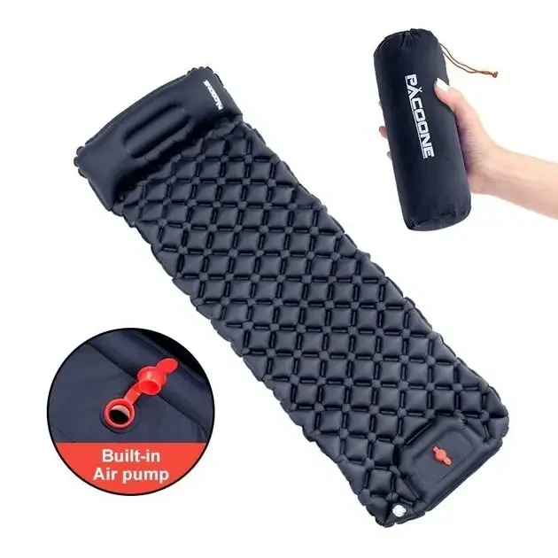 6350993161_turisticheskij-naduvnoj-matras Туристический надувной матрас с подушкой Outdoor Sleeping Каремат с подушкой и встроенным насосом - Зображення 1