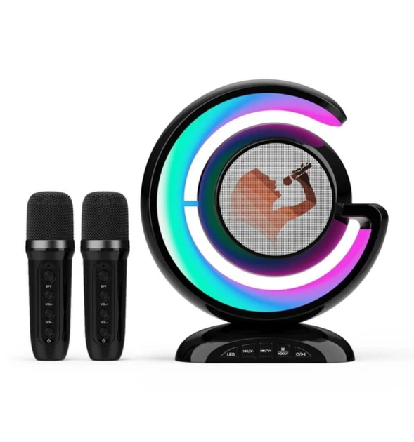 6390106165_lampa-nochnik-s-kolonkoj Лампа-ночник с колонкой Bluetooth YS-110, двумя микрофонами, цвет черный. - Зображення 1