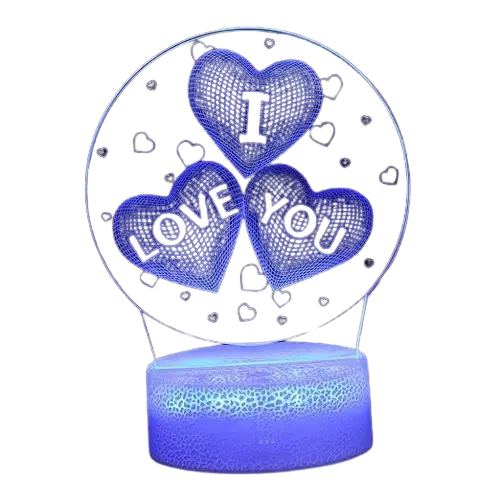 3D Ночник в виде сердца с надписью I Love You Прикроватная лампа LED 7 цветов свечения