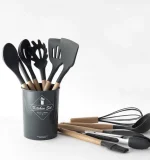 Силиконовый кухонный набор принадлежностей Kitchen stuff 12 предметов BLACK — фото 6