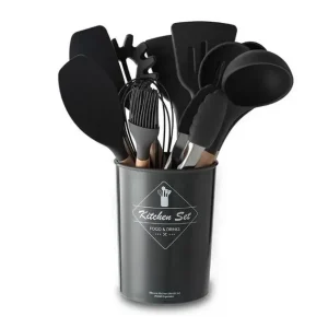 Силиконовый кухонный набор принадлежностей Kitchen stuff 12 предметов BLACK — фото 2