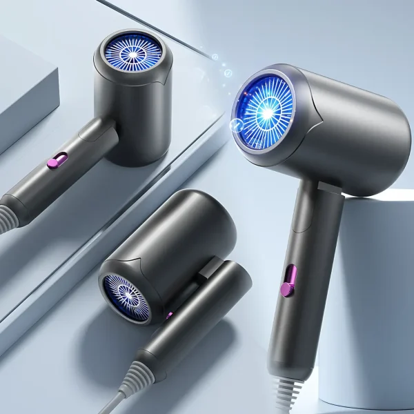 Фен для волос складной стайлер Air Blower LY-811, мощность 1800 Вт, 3 скорости, ионизация, серый