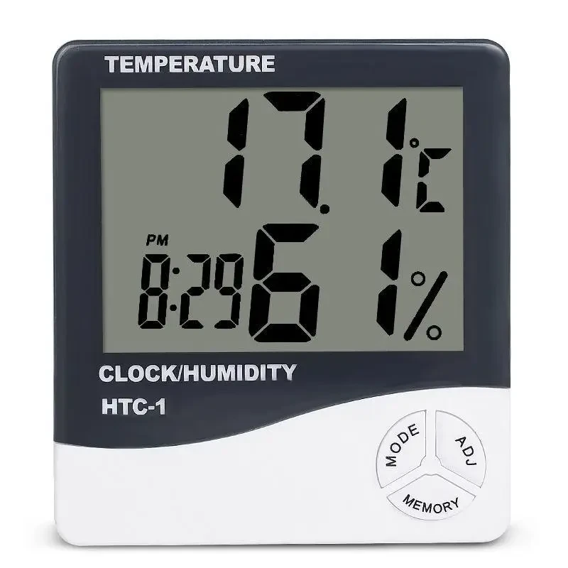 6590836570_elektronnyj-komnatnyj-termometr Электронный комнатный термометр гигрометр с часами KETOTEK НТС-1 - Зображення 1
