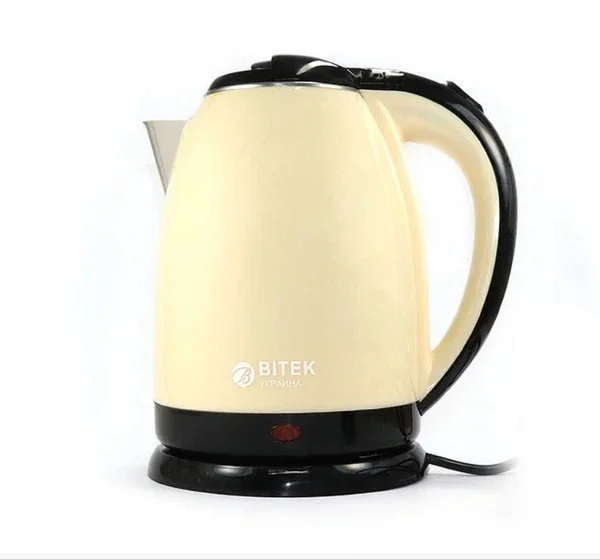 Электрочайник BITEK BT-3112 чайник 2L 1500W Кремовый, Чайник электрический из нержавеющей стали
