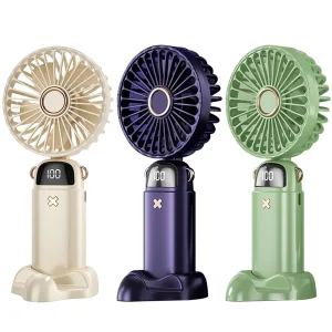 Портативный вентилятор Mini fan XL-880 диаметр 9 см с подставкой для телефона и дисплеем — фото 2