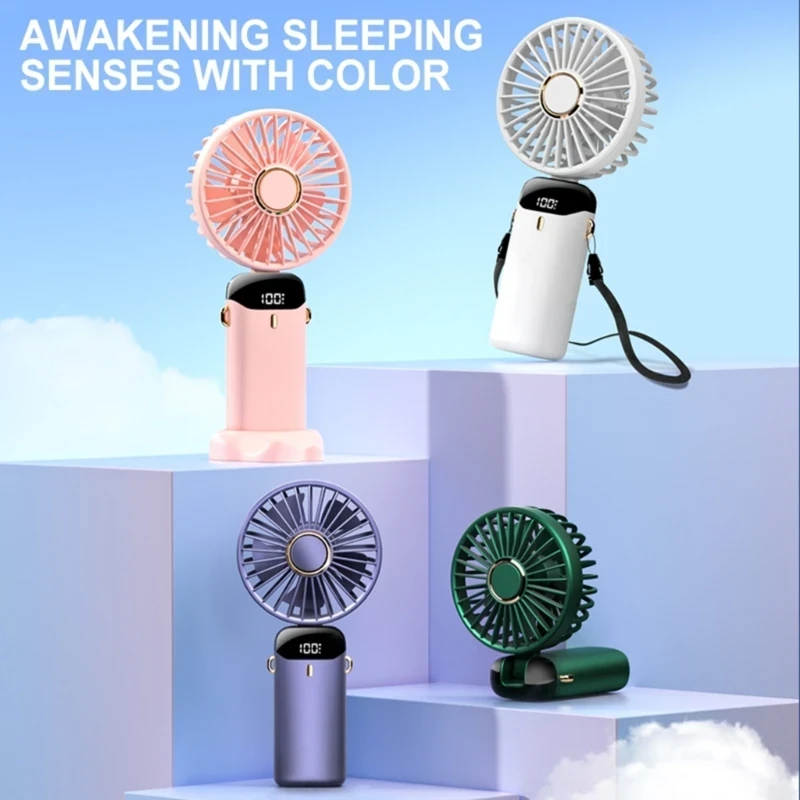 6664180899_portativnyj-ventilyator-mini Портативный вентилятор Mini fan XL-880 диаметр 9 см с подставкой для телефона и дисплеем - Зображення 1