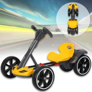 Дитячий электромобиль Go-Kart складний / Жовтий на аккумуляторе 6 V / С регулируемой рамой