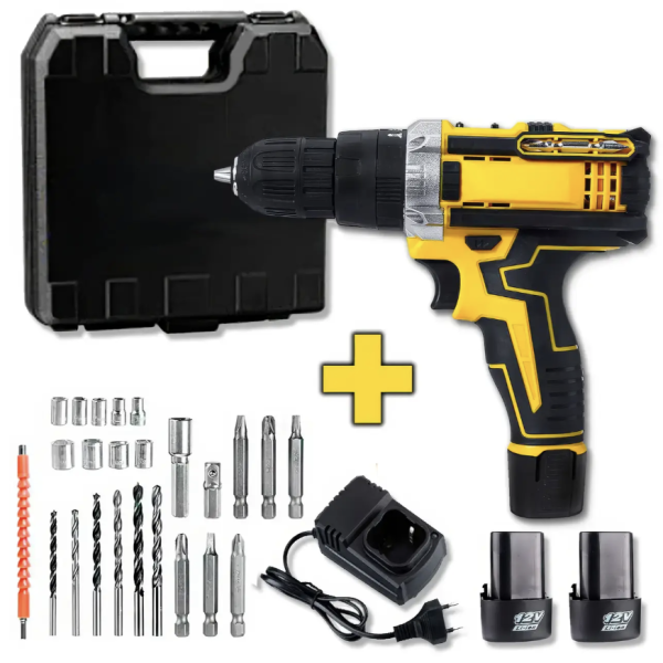 Набор шуруповерт аккумуляторный с насадками screw driver sets yellow 12v Полный комплект в чемодане!