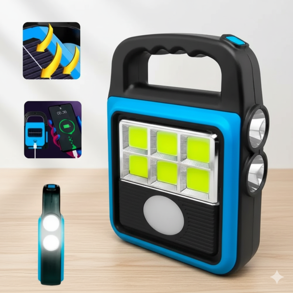 Фонарь прожектор USB с солнечной панелью и повербанком Solar LED light HS-8020 60 Вт водозащита IP65