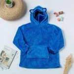Детский плед-толстовка Huggle Hoodie «Морской бриз» (синий) — тёплый флисовый плед с рукавами и капюшоном — фото 2