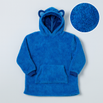 Детский плед-толстовка Huggle Hoodie «Морской бриз» (синий) — тёплый флисовый плед с рукавами и капюшоном — фото 3