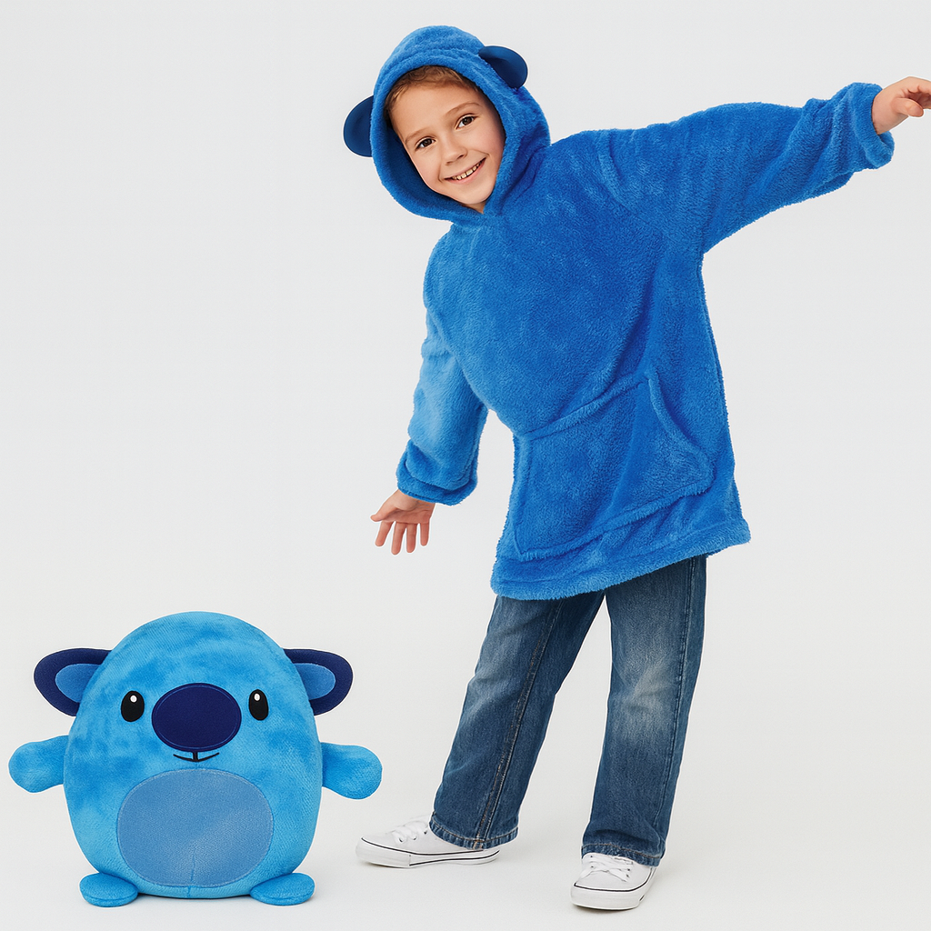 Детский плед-толстовка Huggle Hoodie «Морской бриз» (синий) — тёплый флисовый плед с рукавами и капюшоном Детский плед-толстовка Huggle Hoodie «Морской бриз» (синий) — тёплый флисовый плед с рукавами и капюшоном