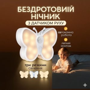 Светодиодный светильник-бра “Бабочка” Настенный ночник с датчиком движения.