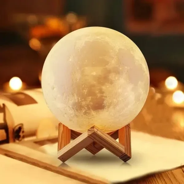 УЦЕНКА! Светильник-ночник 3D слой Луна Moon Lamp на деревянной подставке 15 см (Плохая упаковка 3227)