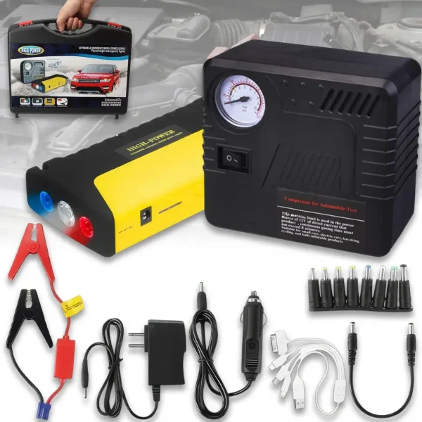 Автомобильное пускозарядное устройство с компрессором JUMPSTARTER TM15 PUMP 50800 мАч