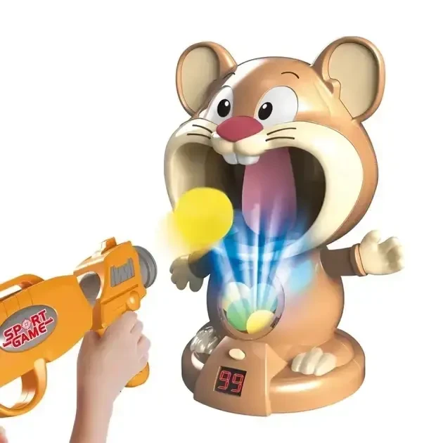 6945524239_interaktivnaya-igra-vozdushnyj Интерактивная игра воздушный тир Hamster With Gunner Пистолет с мячиками и мишень Хомяк с дисплеем счета - Зображення 1