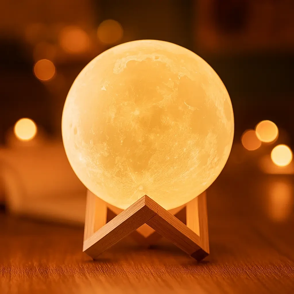 6954617114_utsenka-svetilnik-nochnik-3d УЦЕНКА! Светильник-ночник 3D слой Луна Moon Lamp на деревянной подставке 15 см (Плохая упаковка 3391) - Зображення 1