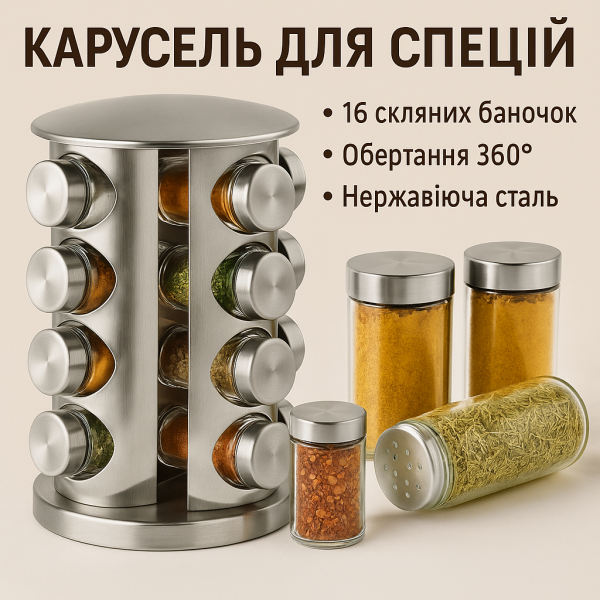 УЦЕНКА! Набір для специй Spice carousel, 16 емкостей (баночек) (Плохая упаковка 3356)